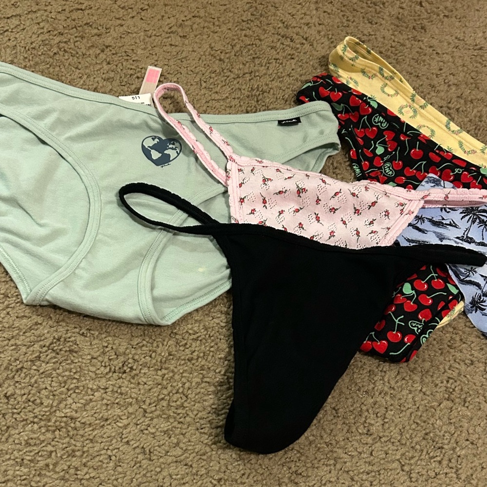 PINK Victoria's Secret Panties Set - Black, Green, Pink, Yellow, Red